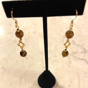 Chic Gold and Brown Dangle Earrings
